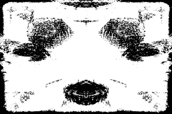 Rommelige Illustratie Met Abstract Zwart Wit Patroon Monochroom Symmetrisch Ontwerp — Stockvector