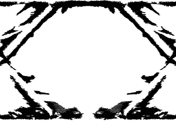 Einfache Grunge Schwarz Weiß Illustration Mit Abstraktem Muster Monochrom Symmetrisches — Stockvektor