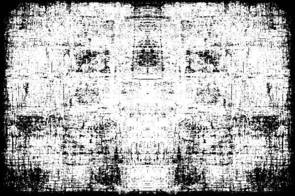 Eenvoudige Grunge Zwart Wit Illustratie Met Abstract Patroon Monochroom Symmetrisch — Stockvector