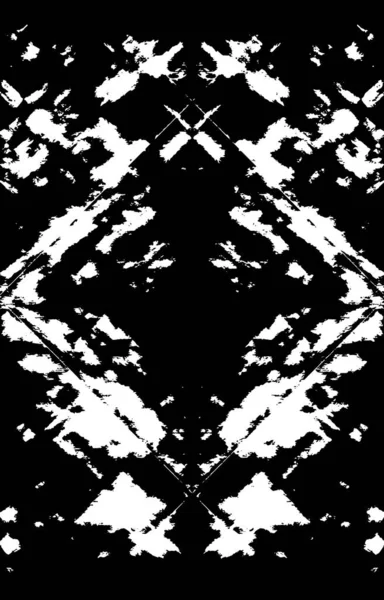 Απλή Grunge Ασπρόμαυρη Απεικόνιση Αφηρημένο Μοτίβο Μονόχρωμη Συμμετρική Σχεδίαση — Διανυσματικό Αρχείο