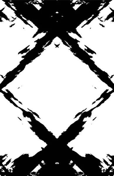 Απλή Grunge Ασπρόμαυρη Απεικόνιση Αφηρημένο Μοτίβο Μονόχρωμη Συμμετρική Σχεδίαση — Διανυσματικό Αρχείο