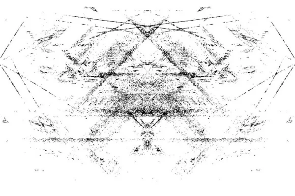 Eenvoudige Grunge Zwart Wit Illustratie Met Abstract Patroon Monochroom Symmetrisch — Stockvector