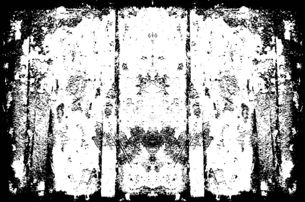 Czarno Biała Ilustracja Abstrakcyjnym Wzorem Grunge Konstrukcja Symetryczna Monochromatyczna — Wektor stockowy