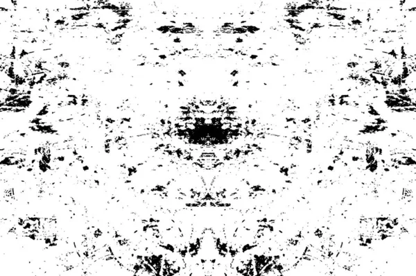 Schwarz Weiß Illustration Mit Abstraktem Grunge Muster Monochrom Symmetrisches Design — Stockvektor