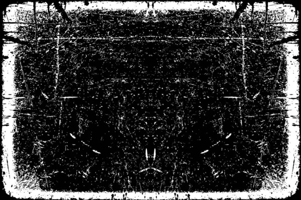 用抽象的Grunge模式进行说明 单色对称设计 — 图库矢量图片