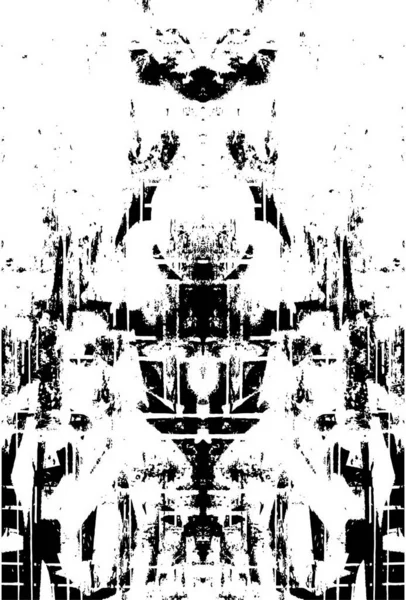 用抽象的Grunge模式进行说明 单色对称设计 — 图库矢量图片