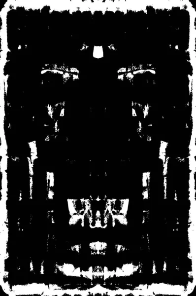 Illustration Mit Abstraktem Grunge Muster Monochrom Symmetrisches Design — Stockvektor