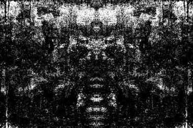 Siyah beyaz desenli, lekeli, çizikli ve çizgili sıkıntılı bir arka plan. Soyut vektör illüstrasyonu