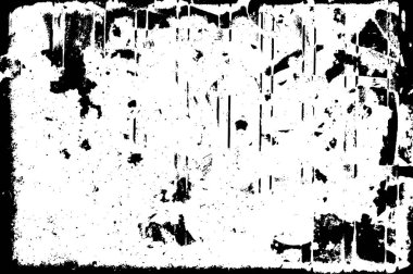 Siyah beyaz desenli, lekeli, çizikli ve çizgili sıkıntılı bir arka plan. Soyut vektör illüstrasyonu