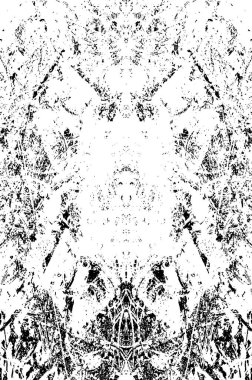 Siyah beyaz desenli, lekeli, çizikli ve çizgili sıkıntılı bir arka plan. Soyut vektör illüstrasyonu