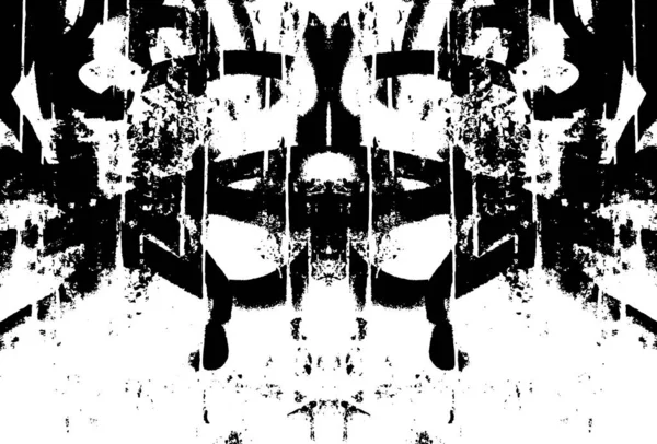 黒と白のイラスト 抽象的なモノクロの背景 傷および汚れが付いているパターン — ストックベクタ
