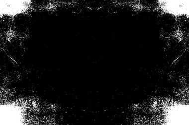 Grunge üst üste biniyor. Soyut siyah-beyaz vektör arkaplanı. Çatlak, leke ve noktalarda kirli desenli tek renkli klasik yüzey. Karanlık korku tarzında eski bir duvar.