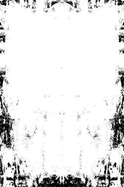 Grunge üst üste biniyor. Soyut siyah-beyaz vektör arkaplanı. Çatlak, leke ve noktalarda kirli desenli tek renkli klasik yüzey. Karanlık korku tarzında eski bir duvar.