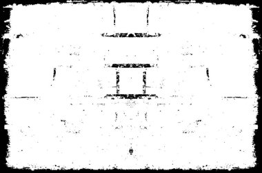 Grunge üst üste biniyor. Soyut siyah-beyaz vektör arkaplanı. Çatlak, leke ve noktalarda kirli desenli tek renkli klasik yüzey. Karanlık korku tarzında eski bir duvar.