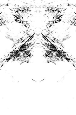 Grunge üst üste biniyor. Soyut siyah-beyaz vektör arkaplanı. Çatlak, leke ve noktalarda kirli desenli tek renkli klasik yüzey. Karanlık korku tarzında eski bir duvar.