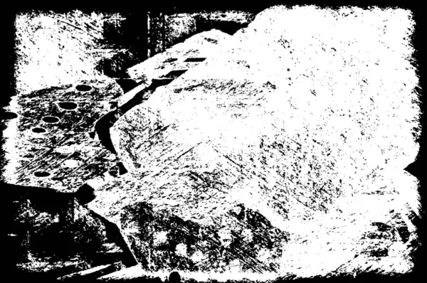 ドット スポット 傷や線で黒と白のテクスチャで落ち込んだ背景 抽象ベクトル図 — ストックベクタ