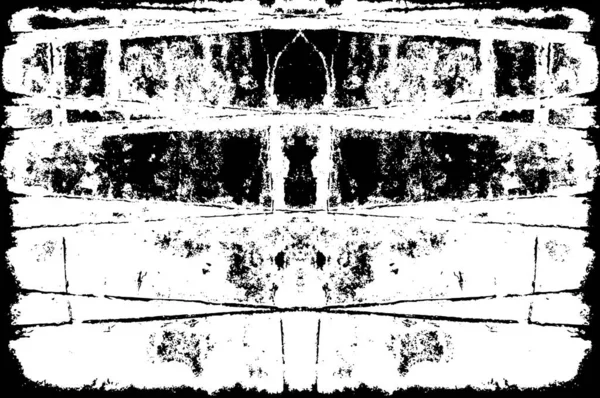 Black White Distressed Grunge Vector Overlay Template Tmavá Zvětralá Textura — Stockový vektor