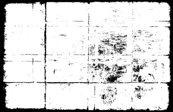 Black White Distressed Grunge Vector Overlay Template Tmavá Zvětralá Textura — Stockový vektor