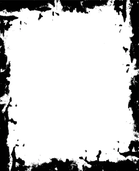 Templat Black White Distressed Grunge Vector Overlay Template Dark Paint - Stok Vektor