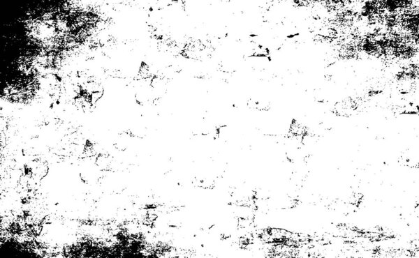Black And White Distressed Grunge Vector Overlay Template. Dark Paint Weathered Texture. Abstract Dirty Creative Design Backdrop Element