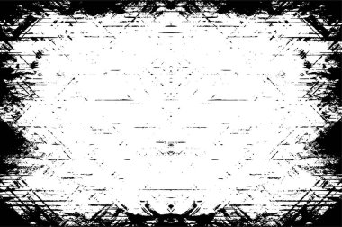 Siyah ve beyazın Grunge arka planı. Soyut monokrom dokusu. Vintage elementler lekeler ve çatlaklar