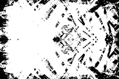 Çizik ve çiziklerle dolu siyah beyaz bir arka plan. Soyut vektör illüstrasyonu.