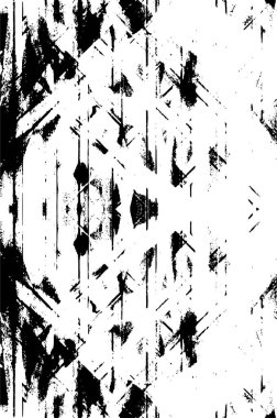 Siyah beyaz desenli, noktalı, lekeli, çizik ve çizikli sıkıntılı bir arkaplan. Soyut vektör illüstrasyonu.