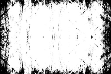 Grunge üst üste biniyor. Soyut siyah-beyaz vektör arkaplanı. Çatlak, leke ve noktalarda kirli desenli tek renkli klasik yüzey. Karanlık korku tarzında eski bir duvar.