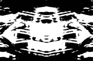 Grunge üst üste biniyor. Soyut siyah-beyaz vektör arkaplanı. Çatlak, leke ve noktalarda kirli desenli tek renkli klasik yüzey. Karanlık korku tarzında eski bir duvar.