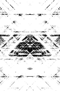 Grunge üst üste biniyor. Soyut siyah-beyaz vektör arkaplanı. Çatlak, leke ve noktalarda kirli desenli tek renkli klasik yüzey. Karanlık korku tarzında eski bir duvar.