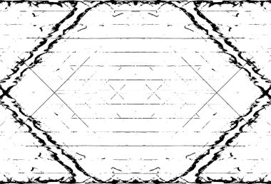 Grunge üst üste biniyor. Soyut siyah-beyaz vektör arkaplanı. Çatlak, leke ve noktalarda kirli desenli tek renkli klasik yüzey. Karanlık korku tarzında eski bir duvar.