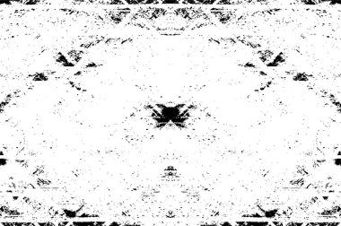 Grunge üst üste biniyor. Soyut siyah-beyaz vektör arkaplanı. Çatlak, leke ve noktalarda kirli desenli tek renkli klasik yüzey. Karanlık korku tarzında eski bir duvar.