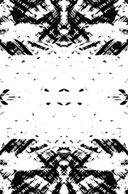 Grunge siyah beyaz desen. Monokrom parçacıkları soyut doku. Çatlakların, sürtünmelerin, çiplerin, lekelerin, mürekkep lekelerinin geçmişi. Koyu tasarım arka plan yüzeyi.