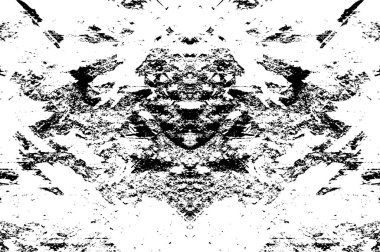 Grunge siyah beyaz desen. Monokrom parçacıkları soyut doku. Çatlakların, sürtünmelerin, çiplerin, lekelerin, mürekkep lekelerinin geçmişi. Koyu tasarım arka plan yüzeyi.