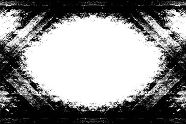 Grunge üst üste biniyor. Soyut siyah-beyaz vektör arkaplanı. Çatlak, leke ve noktalarda kirli desenli tek renkli klasik yüzey. Karanlık korku tarzında eski bir duvar.