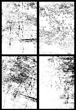 Grunge siyah beyaz desen. Monokrom parçacıkları soyut doku. Çatlakların, sürtünmelerin, çiplerin, lekelerin, mürekkep lekelerinin geçmişi. Koyu tasarım arka plan yüzeyi. 