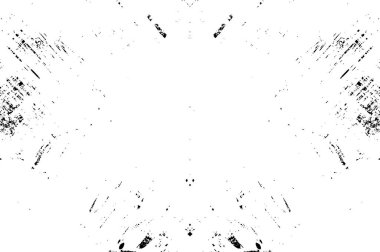 Grunge siyah beyaz desen. Monokrom parçacıkları soyut doku. Çatlakların, sürtünmelerin, çiplerin, lekelerin, mürekkep lekelerinin geçmişi. Koyu tasarım arka plan yüzeyi. 