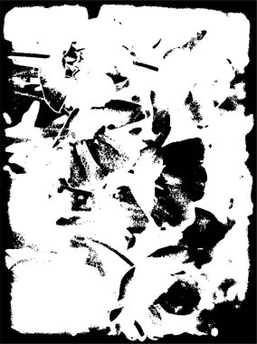 Grunge siyah beyaz desen. Monokrom parçacıkları soyut doku. Çatlakların, sürtünmelerin, çiplerin, lekelerin, mürekkep lekelerinin geçmişi. Koyu tasarım arka plan yüzeyi. 