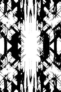 Grunge siyah beyaz desen. Monokrom parçacıkları soyut doku. Çatlakların, sürtünmelerin, çiplerin, lekelerin, mürekkep lekelerinin geçmişi. Koyu tasarım arka plan yüzeyi. 