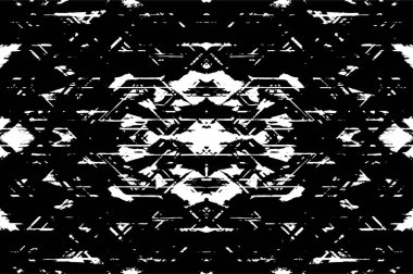 Grunge siyah beyaz desen. Monokrom parçacıkları soyut doku. Çatlakların, sürtünmelerin, çiplerin, lekelerin, mürekkep lekelerinin geçmişi. Koyu tasarım arka plan yüzeyi. 