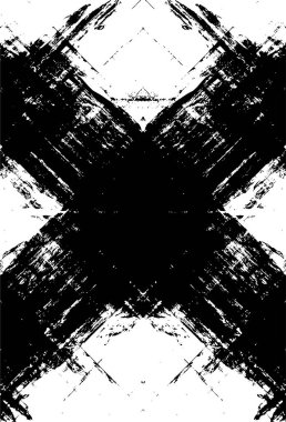 Grunge siyah beyaz desen. Monokrom parçacıkları soyut doku. Çatlakların, sürtünmelerin, çiplerin, lekelerin, mürekkep lekelerinin geçmişi. Koyu tasarım arka plan yüzeyi. 