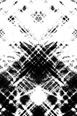 Grunge siyah beyaz desen. Monokrom parçacıkları soyut doku. Çatlakların, sürtünmelerin, çiplerin, lekelerin, mürekkep lekelerinin geçmişi. Koyu tasarım arka plan yüzeyi. 