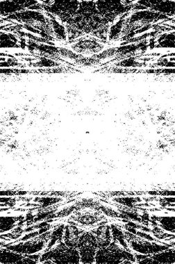 Grunge siyah beyaz desen. Monokrom parçacıkları soyut doku. Çatlakların, sürtünmelerin, çiplerin, lekelerin, mürekkep lekelerinin geçmişi. Koyu tasarım arka plan yüzeyi. 