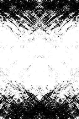Grunge siyah beyaz desen. Monokrom parçacıkları soyut doku. Çatlakların, sürtünmelerin, çiplerin, lekelerin, mürekkep lekelerinin geçmişi. Koyu tasarım arka plan yüzeyi. 