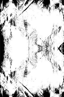 Grunge siyah beyaz desen. Monokrom parçacıkları soyut doku. Çatlakların, sürtünmelerin, çiplerin, lekelerin, mürekkep lekelerinin geçmişi. Koyu tasarım arka plan yüzeyi. 