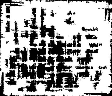 Grunge siyah beyaz desen. Monokrom parçacıkları soyut doku. Çatlakların, sürtünmelerin, çiplerin, lekelerin, mürekkep lekelerinin geçmişi. Koyu tasarım arka plan yüzeyi. 