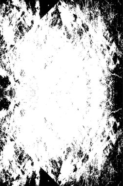 Grunge siyah beyaz desen. Monokrom parçacıkları soyut doku. Çatlakların, sürtünmelerin, çiplerin, lekelerin, mürekkep lekelerinin geçmişi. Koyu tasarım arka plan yüzeyi. 