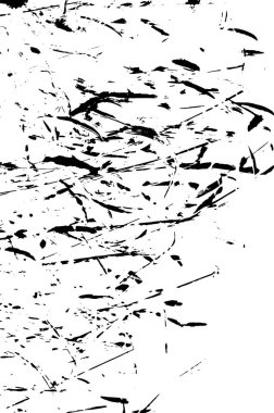 Grunge siyah beyaz desen. Monokrom parçacıkları soyut doku. Çatlakların, sürtünmelerin, çiplerin, lekelerin, mürekkep lekelerinin geçmişi. Koyu tasarım arka plan yüzeyi. 