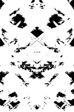 Grunge siyah beyaz desen. Monokrom parçacıkları soyut doku. Çatlakların, sürtünmelerin, çiplerin, lekelerin, mürekkep lekelerinin geçmişi. Koyu tasarım arka plan yüzeyi. 