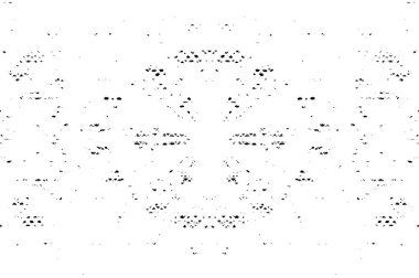 Grunge siyah beyaz desen. Monokrom parçacıkları soyut doku. Çatlakların, sürtünmelerin, çiplerin, lekelerin, mürekkep lekelerinin geçmişi. Koyu tasarım arka plan yüzeyi. 